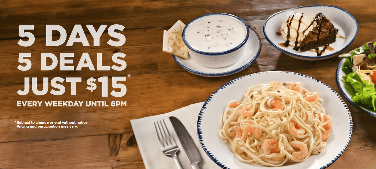 Red Lobster Endless shrimp for 15 on Mondays, plus other daily 15