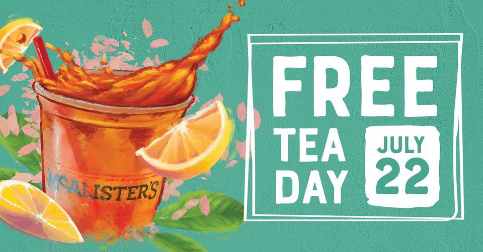 Free Tea Day at McAlister’s Deli this Thursday no purchase necessary