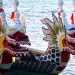 colorful dragon boats on the lake