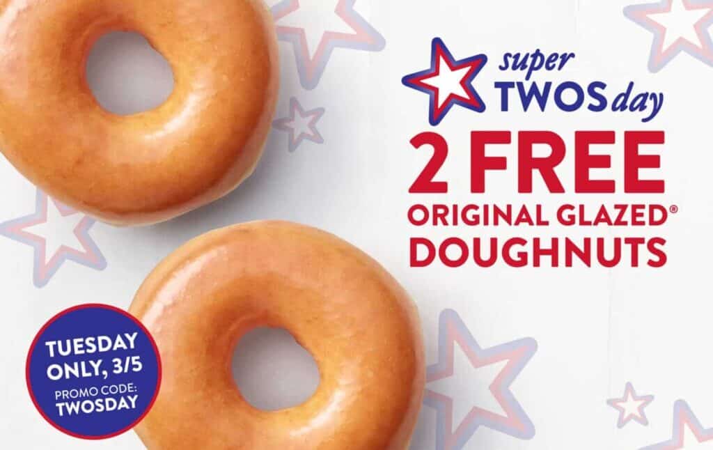 Krispy Kreme: Get two FREE doughnuts on Super Tuesday March 5th no
