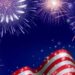 4th of July, American Independence Day celebration background with fireworks. Congratulations on Fourth of July