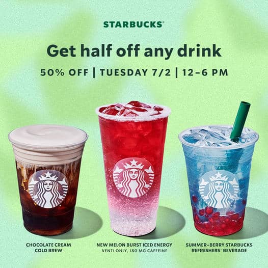 Starbucks Get 50 off a handcrafted beverage this Friday, July 12th Atlanta on the Cheap