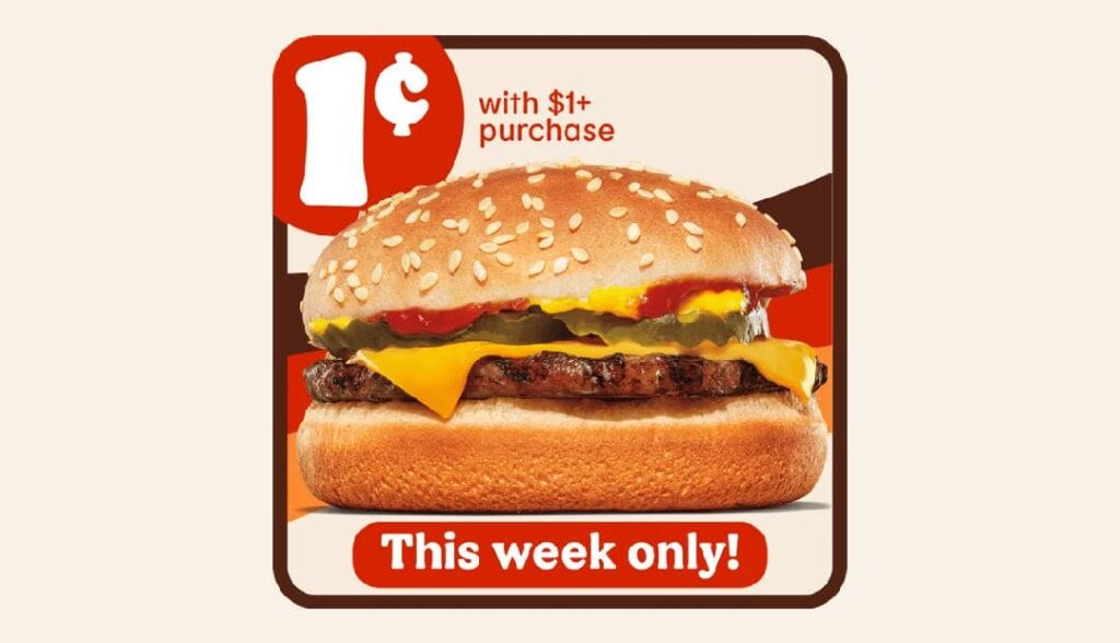 Burger King offers cheeseburger for just one cent, with a $1 minimum ...