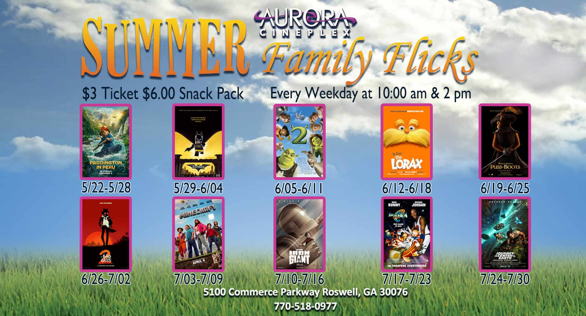 Aurora Cineplex in Roswell offers $3 family films, Monday thru
